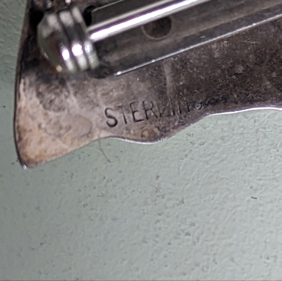 Vintage Sterling Silver Umbrella with Raindrop Brooch Costume Jewelry - Picture 4 of 5